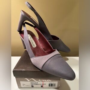 Nina Grey Two-Toned Marble Satin Sling Back Heels
